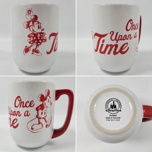 Disney Parks‎ Minnie Mickey Mouse Once Upon A Time Red White Sketch Coffee Mug